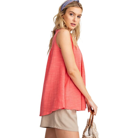 Easel swing tank top with sheer detail coral size small - Picture 12 of 12